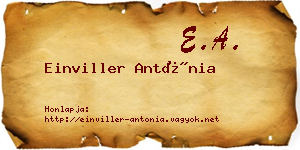 Einviller Antónia névjegykártya